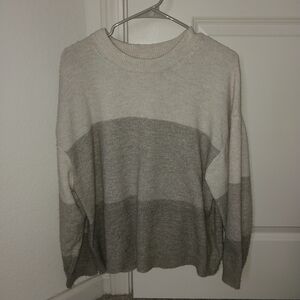 H&M Two-Tone Gray and Cream Crewneck Sweater